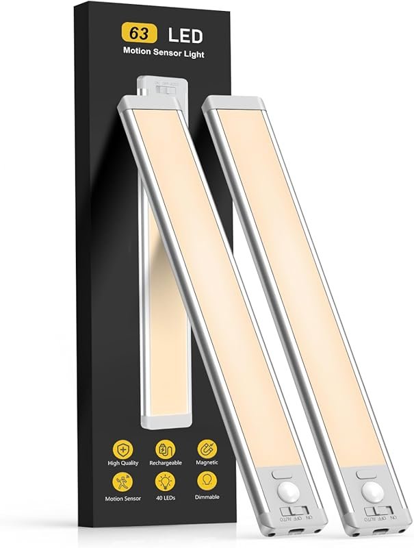 MCGOR 14.7‑inch Under‑Cabinet Lights – 2‑Pack, Rechargeable, Motion Se