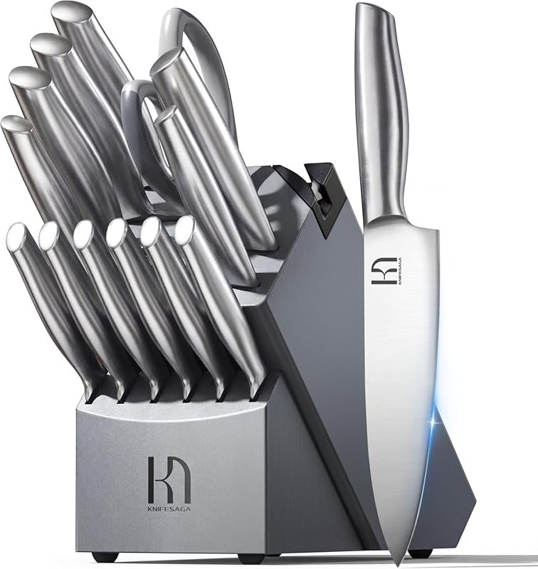 KnifeSaga 14‑Piece High‑Carbon Stainless Steel Kitchen Knife Set with