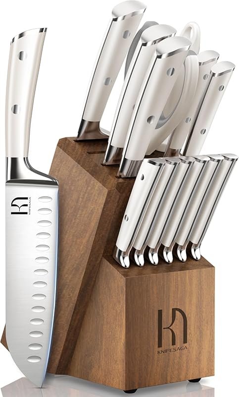 KnifeSaga 15‑Piece High‑Carbon Stainless Steel Kitchen Knife Set, Ultr